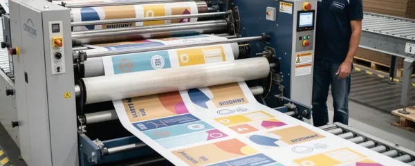 Machine flexographique imprimant des emballages carton personnalisés en production industrielle